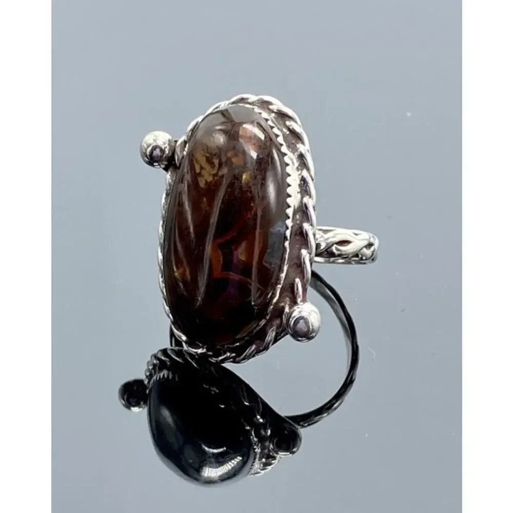 Vintage 925 Sterling Silver Jasper Ring Size 7